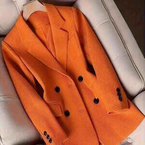 Double-Breasted Textured‎ Blazer